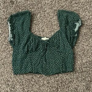 Corset green floral pattern crop top